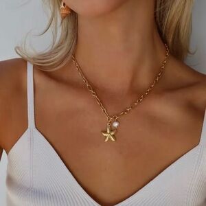 18K Gold Plated Starfish Pendant Necklace
